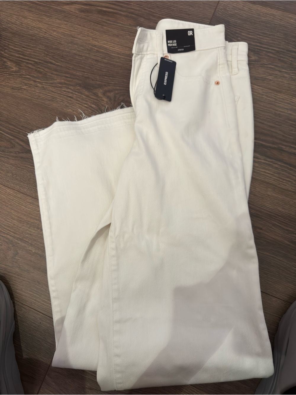 Express White High-Rise Wide-Leg Jeans